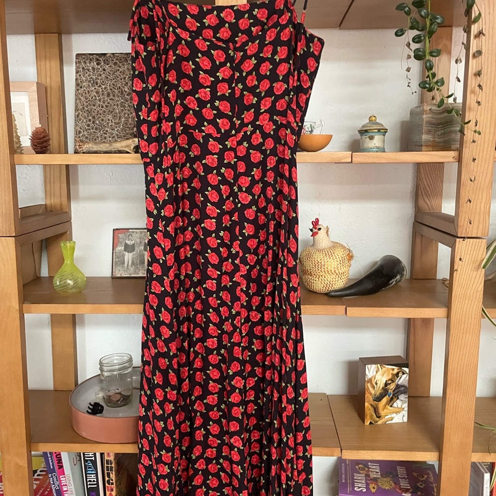 Reformation Black and Red Floral Midi Dress - Picture 2 of 3